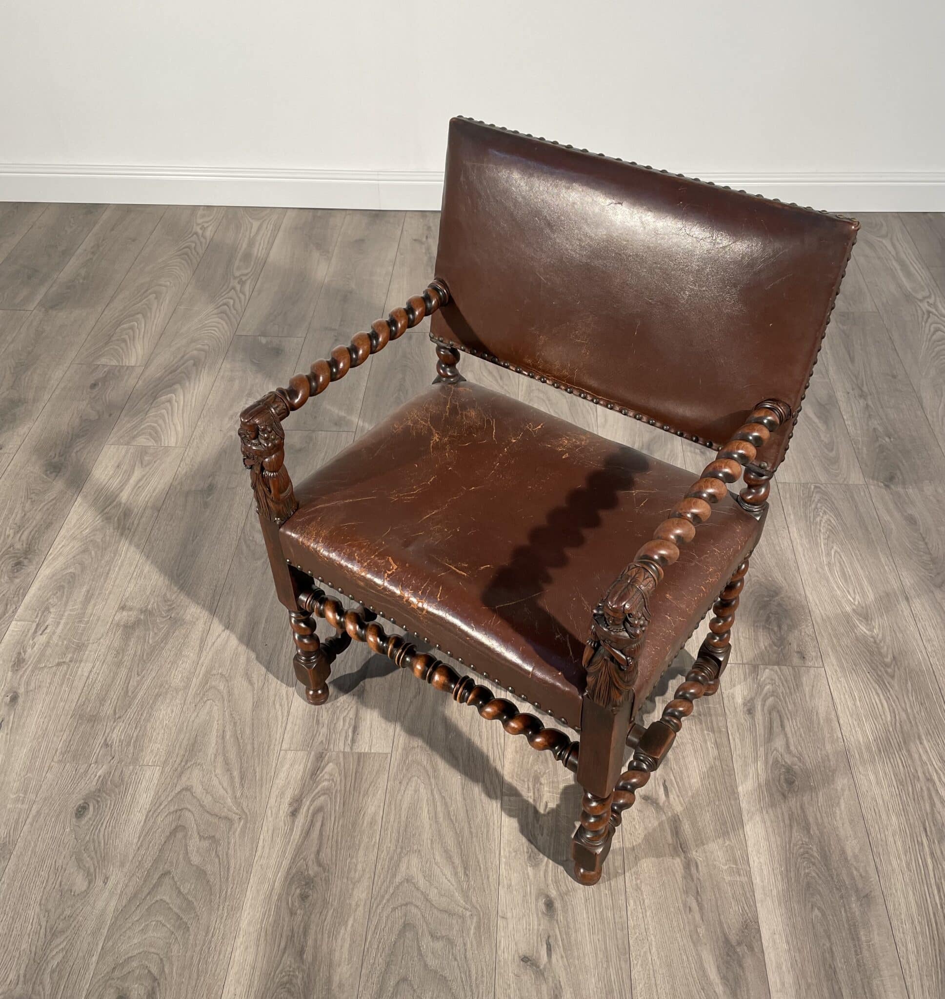 Antique 19th Century Decorative Armchair In Oak