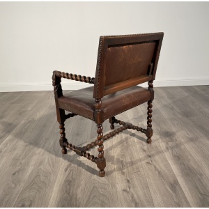 Antique 19th Century Decorative Armchair In Oak