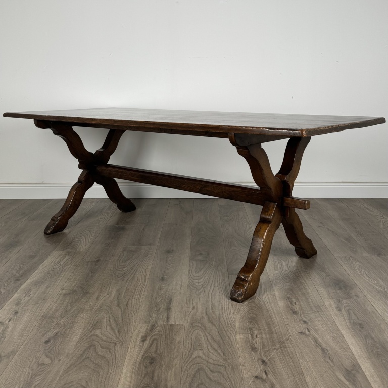 Antique 20th Century Refractory Style Dining Table In Solid Oak