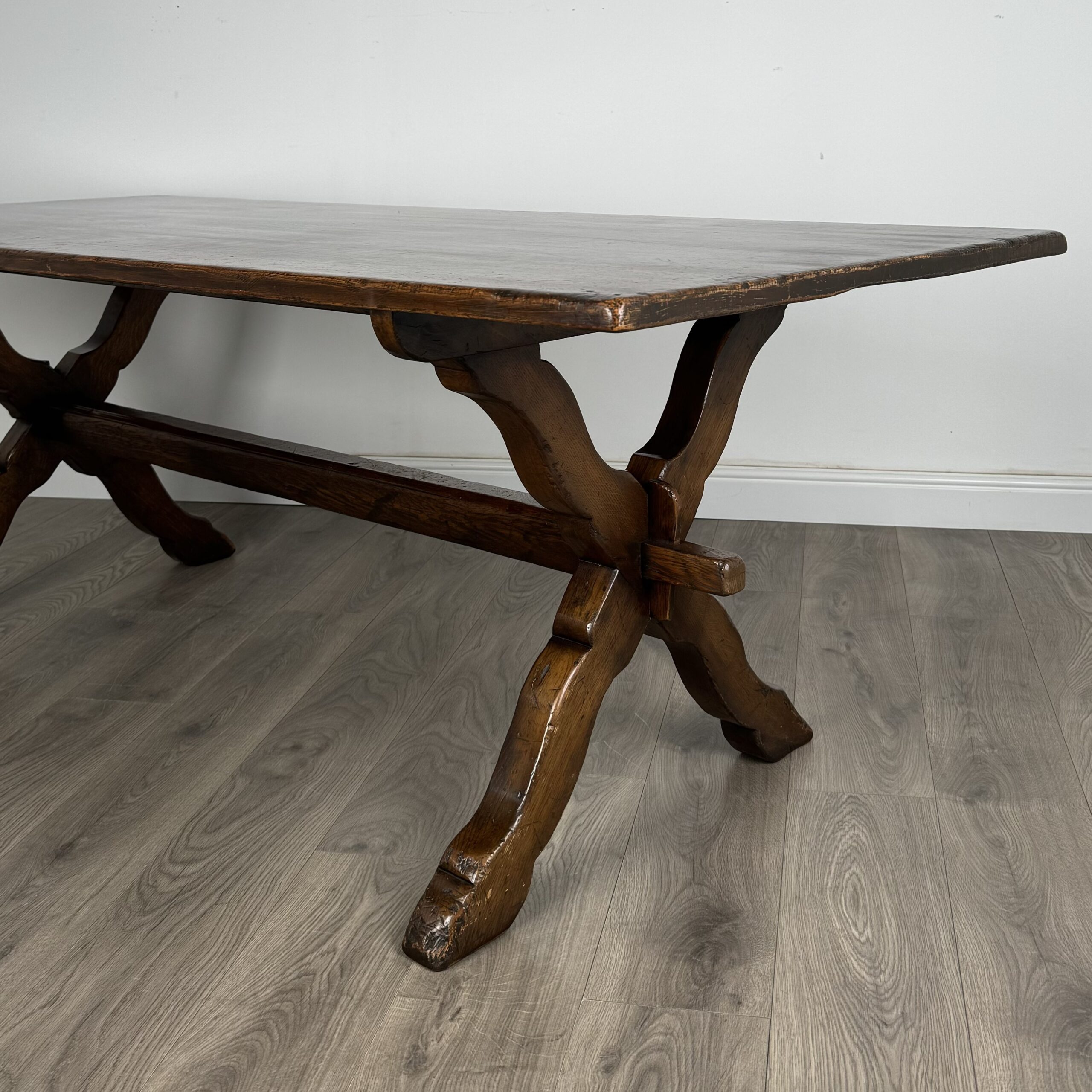 Antique 20th Century Refractory Style Dining Table In Solid Oak