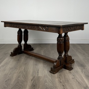 Antique 20th Century Refractory Style Dining Table In Solid Oak