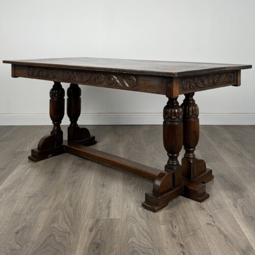 Antique 20th Century Refractory Style Dining Table In Solid Oak