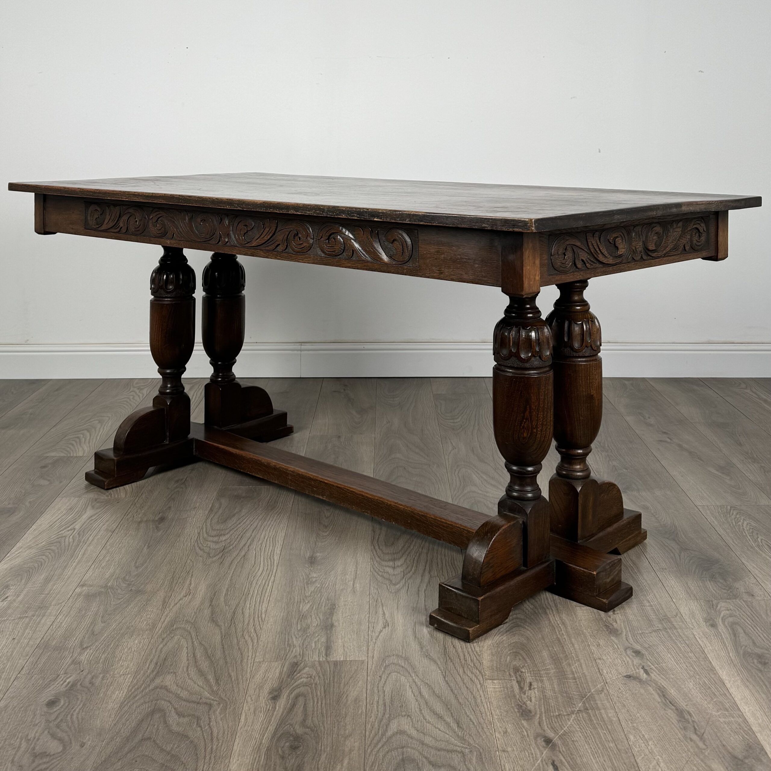 Antique 20th Century Refractory Style Dining Table In Solid Oak