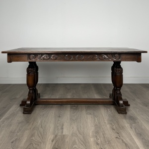 Antique 20th Century Refractory Style Dining Table In Solid Oak