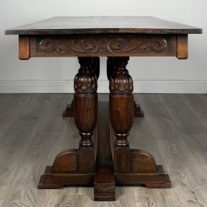Antique 20th Century Refractory Style Dining Table In Solid Oak