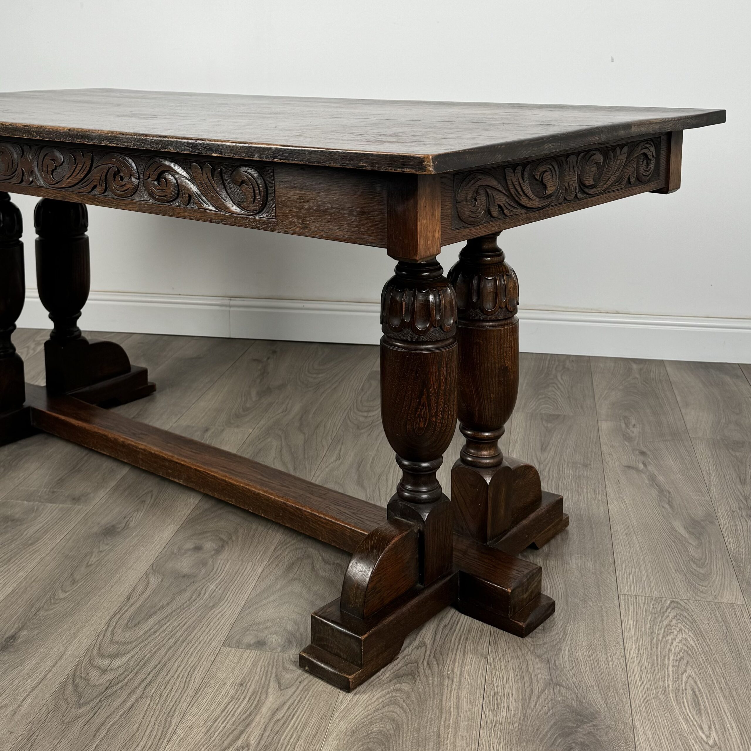 Antique 20th Century Refractory Style Dining Table In Solid Oak