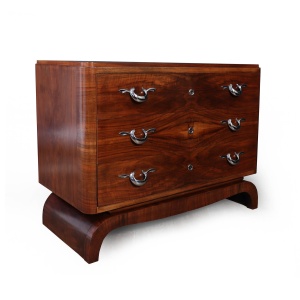 Large French Art Deco Walnut Chest