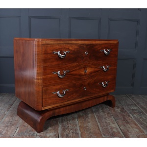 Large French Art Deco Walnut Chest