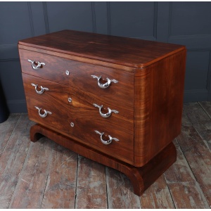 Large French Art Deco Walnut Chest