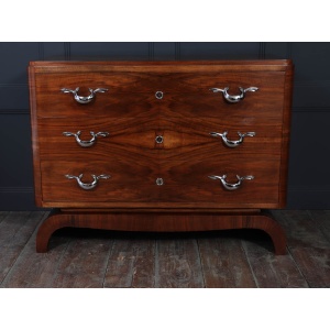 Large French Art Deco Walnut Chest