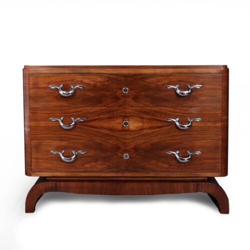 Large French Art Deco Walnut Chest