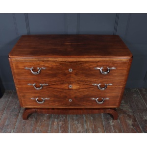 Large French Art Deco Walnut Chest