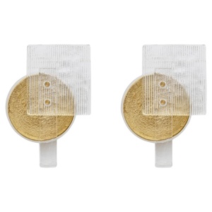 Pair of Art Deco Murano Glass Sconces with Gold Texture, Italy, 21st Century