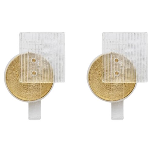 Pair of Art Deco Murano Glass Sconces with Gold Texture, Italy, 21st Century