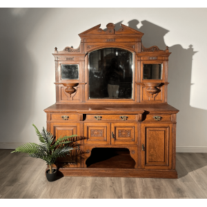 Antique 19th Century Mirror Back Sideboard In Oak