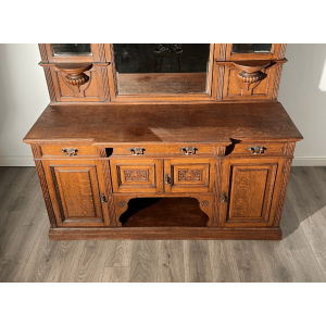 Antique 19th Century Mirror Back Sideboard In Oak
