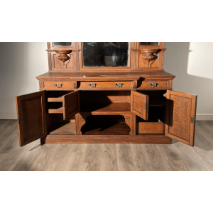 Antique 19th Century Mirror Back Sideboard In Oak