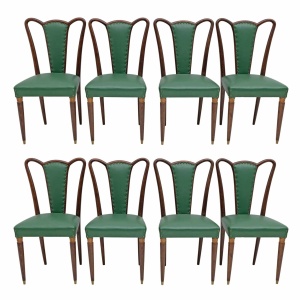 Eight Mid-century Modern Dining Chairs Attributed to Guglielmo Ulrich, 1940s
