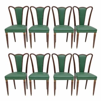 Eight Mid-century Modern Dining Chairs Attributed to Guglielmo Ulrich, 1940s