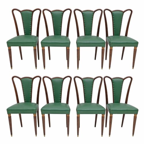 Eight Mid-century Modern Dining Chairs Attributed to Guglielmo Ulrich, 1940s