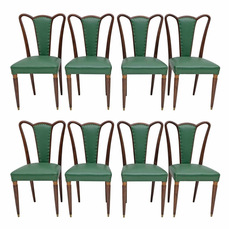 Eight Mid-century Modern Dining Chairs Attributed to Guglielmo Ulrich, 1940s