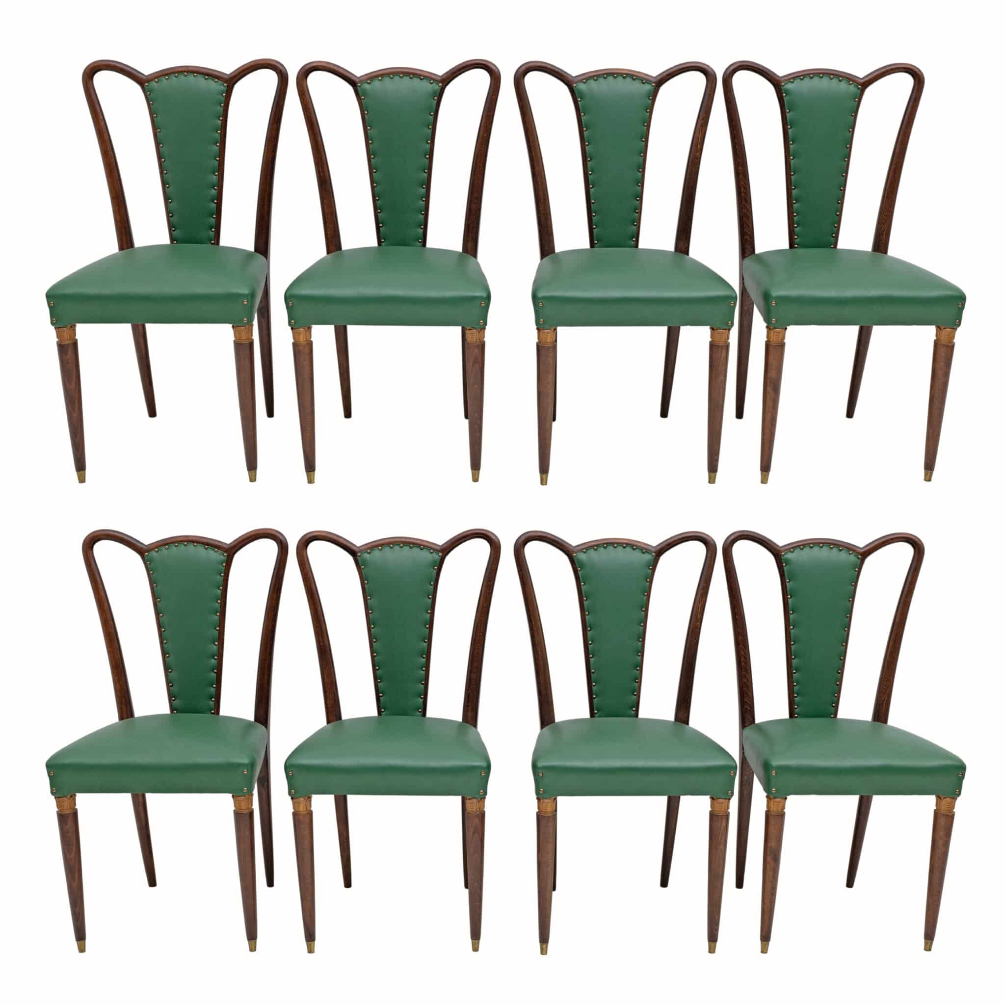 Eight Mid-century Modern Dining Chairs Attributed to Guglielmo Ulrich, 1940s