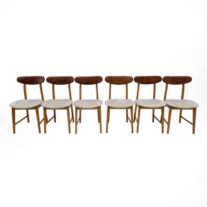 Set of Six Teak Wood and Bouclè Fabric Dining Chairs, Denmark, 1960s