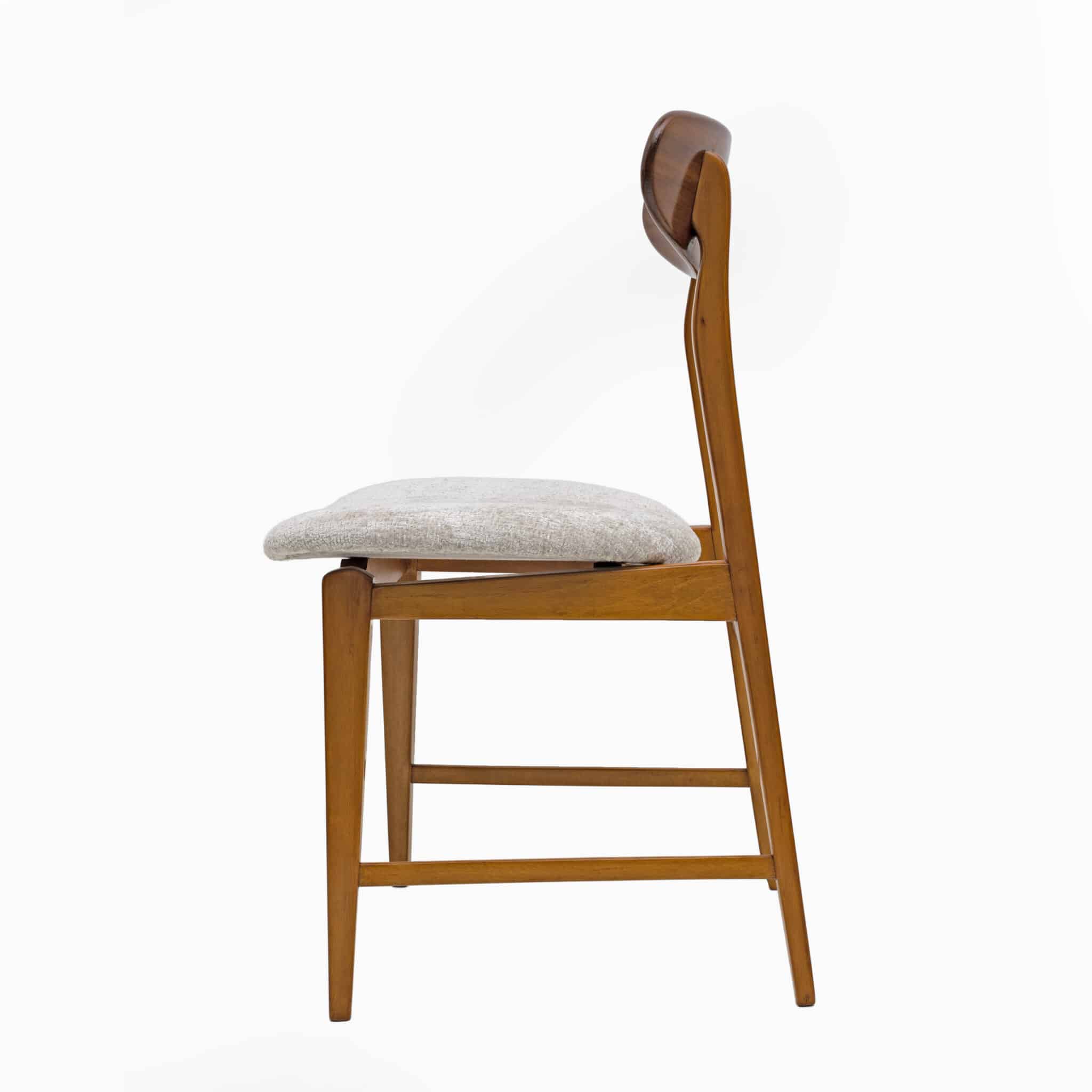 Set of Six Teak Wood and Bouclè Fabric Dining Chairs, Denmark, 1960s