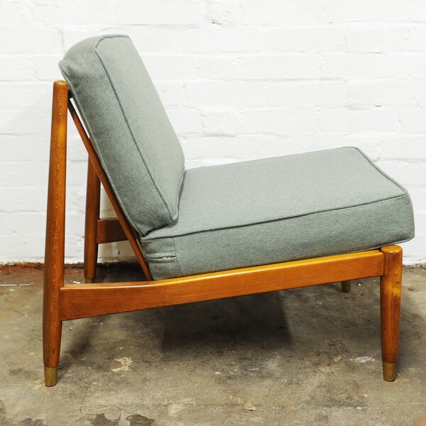 Swedish Beech Pale Green Low Lounge Chair By Folke Ohlsson For Dux, 1960s