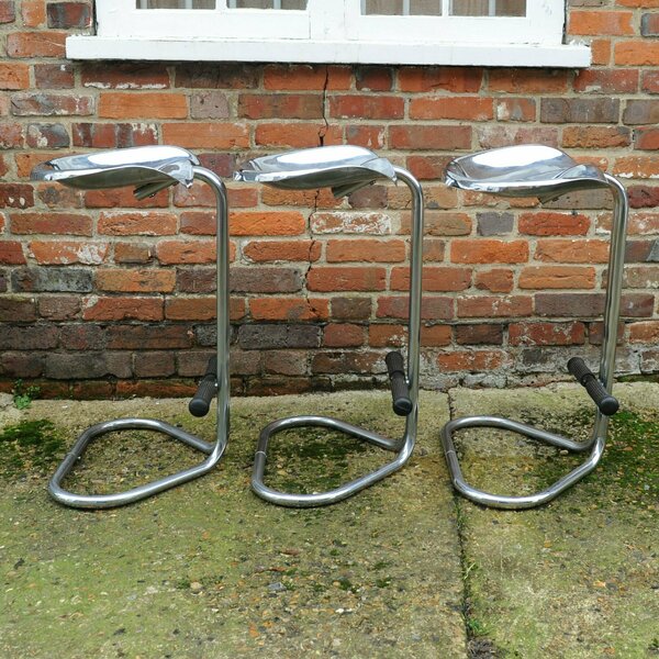Vintage Chrome Tractor Stool By Rodney Kinsman For OMK Design, 1960s, Set Of 3