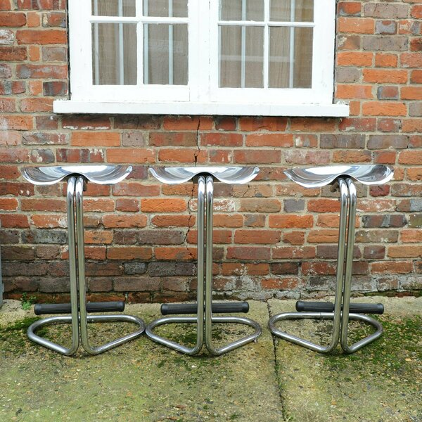 Vintage Chrome Tractor Stool By Rodney Kinsman For OMK Design, 1960s, Set Of 3