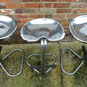 Vintage Chrome Tractor Stool By Rodney Kinsman For OMK Design, 1960s, Set Of 3