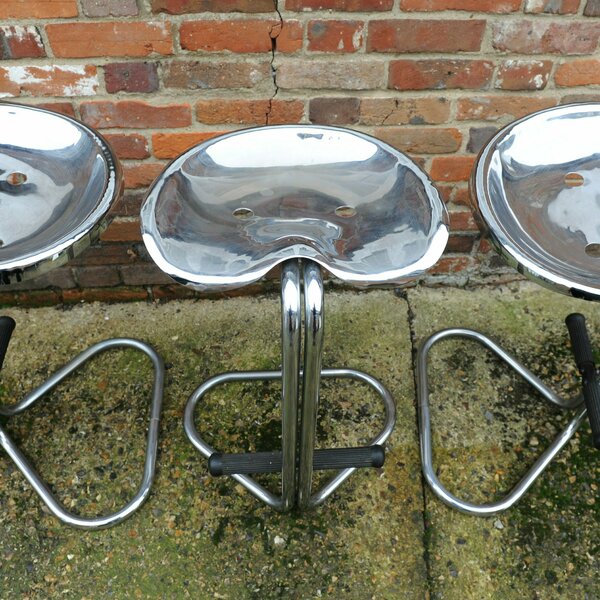Vintage Chrome Tractor Stool By Rodney Kinsman For OMK Design, 1960s, Set Of 3