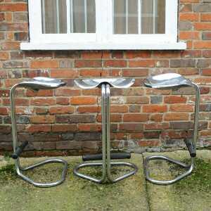 Vintage Chrome Tractor Stool By Rodney Kinsman For OMK Design, 1960s, Set Of 3