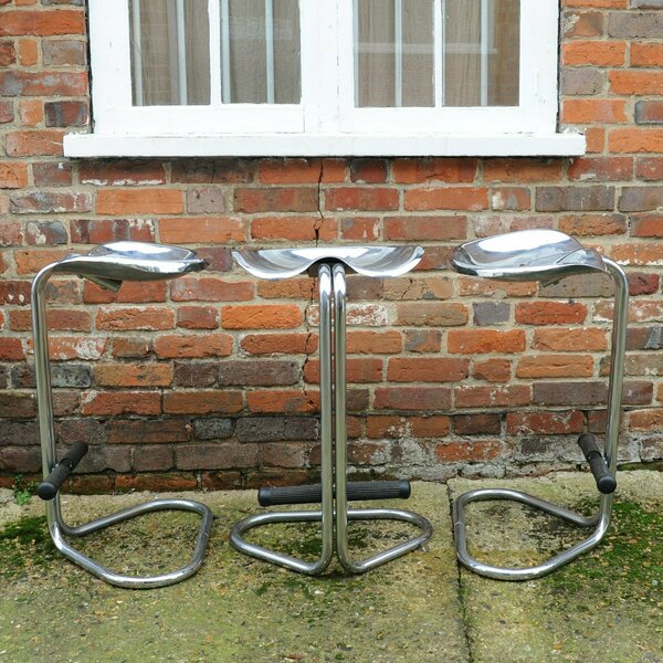 Vintage Chrome Tractor Stool By Rodney Kinsman For OMK Design, 1960s, Set Of 3