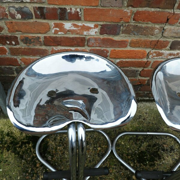Vintage Chrome Tractor Stool By Rodney Kinsman For OMK Design, 1960s, Set Of 3