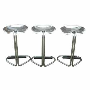 Vintage Chrome Tractor Stool By Rodney Kinsman For OMK Design, 1960s, Set Of 3
