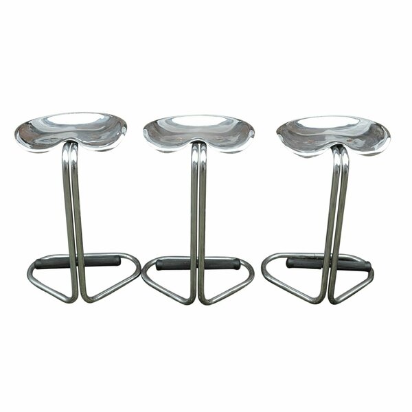 Vintage Chrome Tractor Stool By Rodney Kinsman For OMK Design, 1960s, Set Of 3