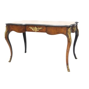 A 19th Century Continental Walnut And Ebonised Bureau Plat Or Library Table