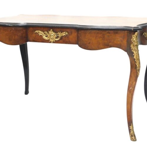 A 19th Century Continental Walnut And Ebonised Bureau Plat Or Library Table