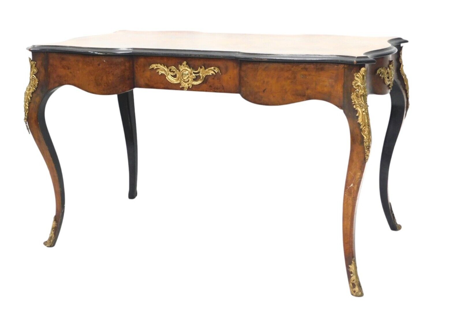 A 19th Century Continental Walnut And Ebonised Bureau Plat Or Library Table