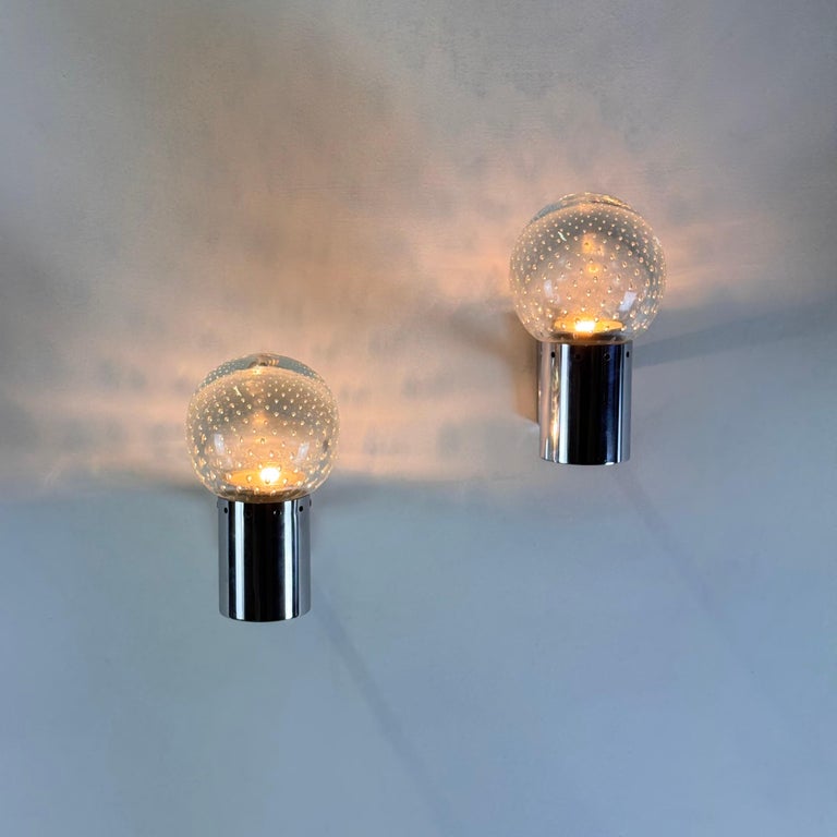 A Pair of Gino Sarfatti and Archimede Seguso Sconces for Seguso, 1950s