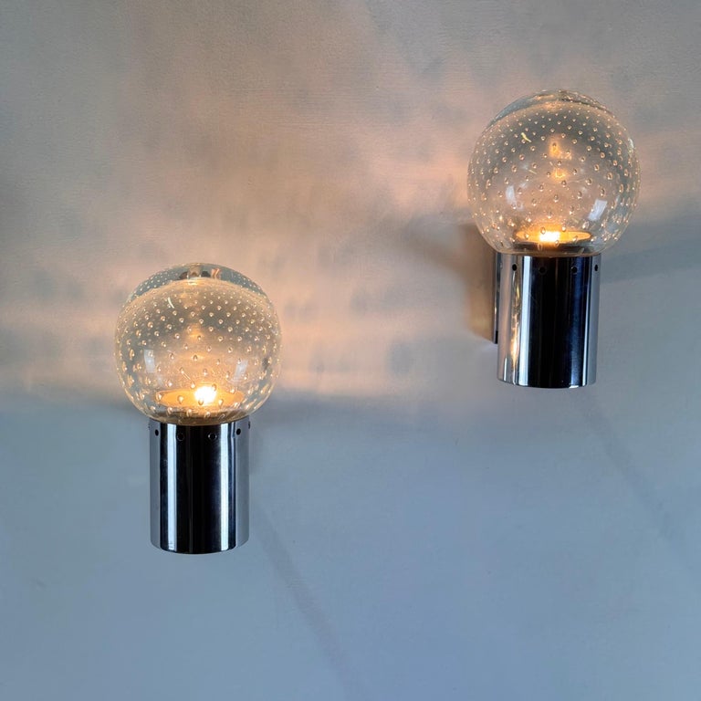 A Pair of Gino Sarfatti and Archimede Seguso Sconces for Seguso, 1950s