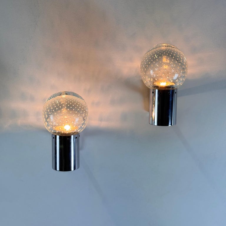 A Pair of Gino Sarfatti and Archimede Seguso Sconces for Seguso, 1950s