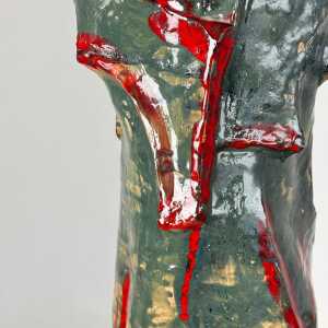 Abstract Decorative Glazed Ceramic Vase Sculpture by Pupo Gino, 1940s, Italy