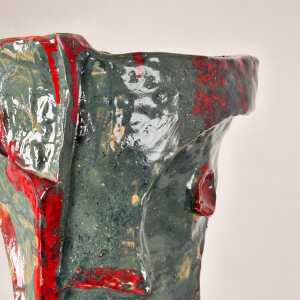 Abstract Decorative Glazed Ceramic Vase Sculpture by Pupo Gino, 1940s, Italy