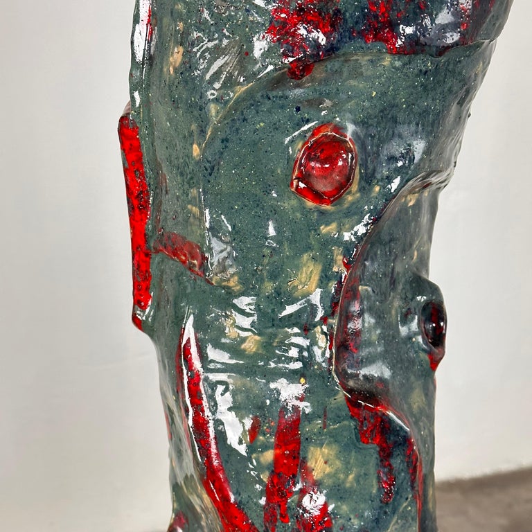Abstract Decorative Glazed Ceramic Vase Sculpture by Pupo Gino, 1940s, Italy