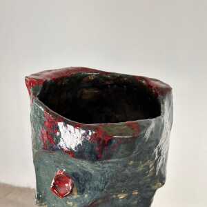 Abstract Decorative Glazed Ceramic Vase Sculpture by Pupo Gino, 1940s, Italy