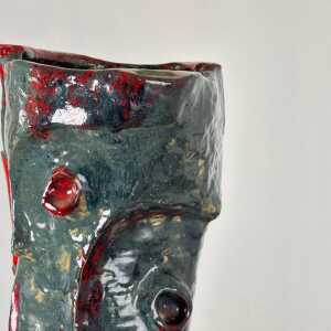Abstract Decorative Glazed Ceramic Vase Sculpture by Pupo Gino, 1940s, Italy