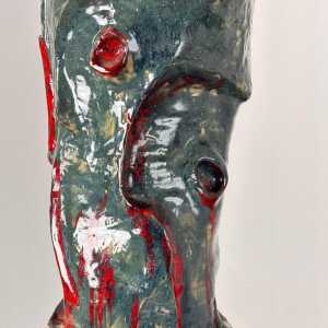 Abstract Decorative Glazed Ceramic Vase Sculpture by Pupo Gino, 1940s, Italy